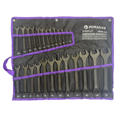 Набор комбинированных ключей 6-32 мм, рожковый ключ 36х41 мм 25 пр POMAGIER POM-5261P36 Black