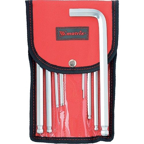 Набор ключей имбусовых HEX, 1,5-12 мм, CrV, 10 шт., удлиненных, шарообразный наконечник, с сатинированным покрытием, чехол Matrix 12311