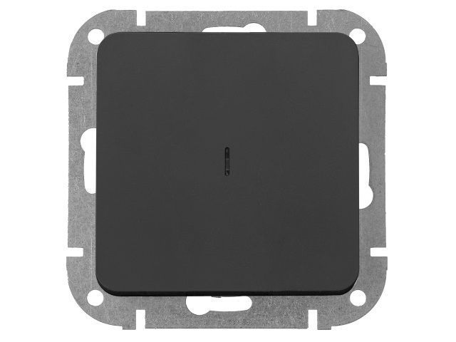 Выключатель 1 клав., cкрытый, 10А со световой индекацией, карбон, Аструм, Bylectrica С1 10-3507карб