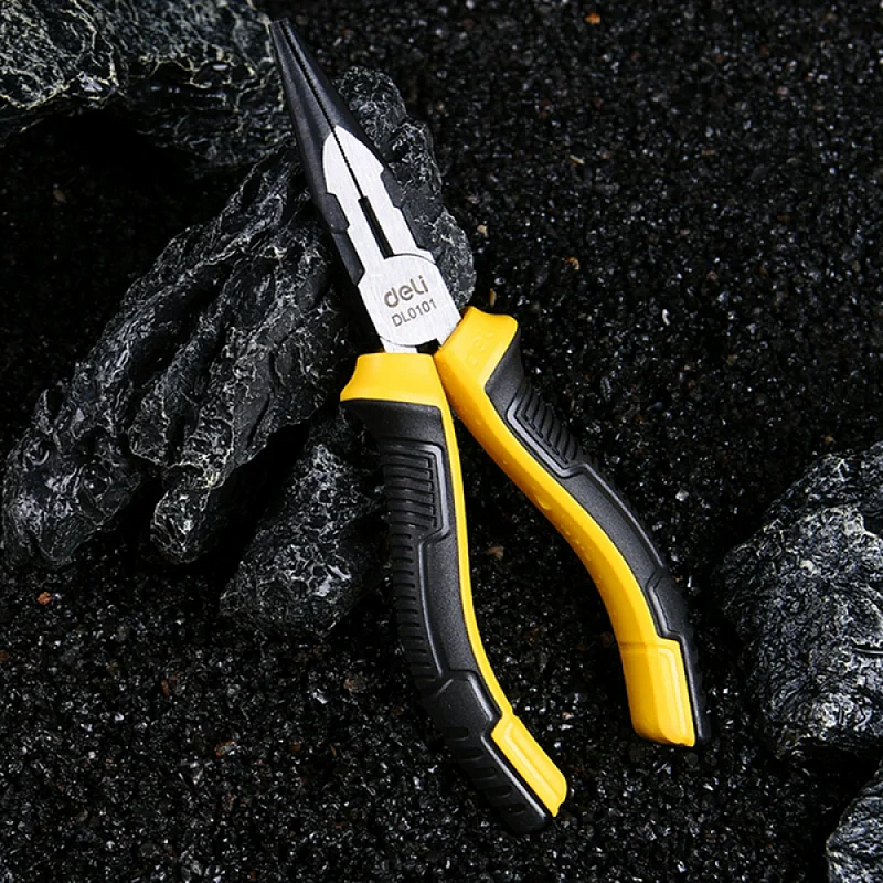 Длинногубцы Deli YS EDL0101, 160 мм, 2-х компонентные рукоятки