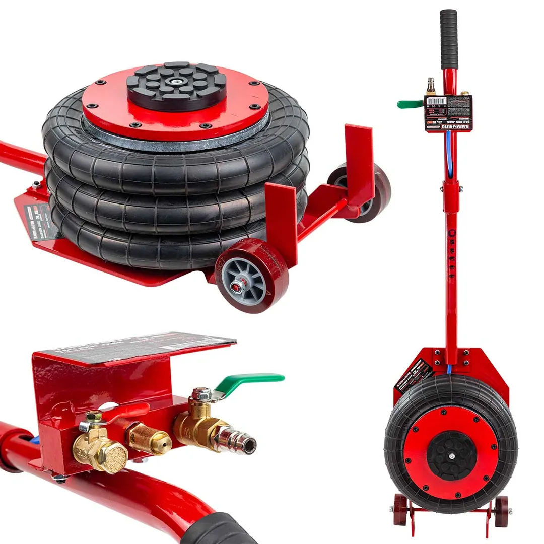 Домкрат подкатной пневматический 3,5 т 6-12bar, 135-420 мм, 3 подушки, Ø270 мм BaumAuto BM-YHQD-3WT-270A