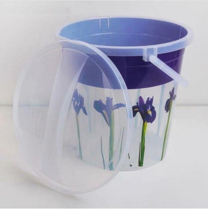Ведро пластиковое без крышки "Декор" "", 14 л, прозрачный РУССПЛАСТ РП-1017 Ирис