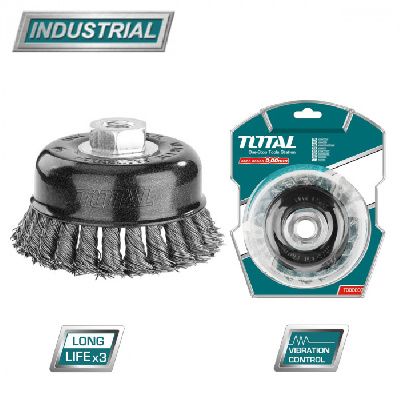 Щетка проволочная чашечная, витая, усиленная 100 мм TOTAL TAC32045