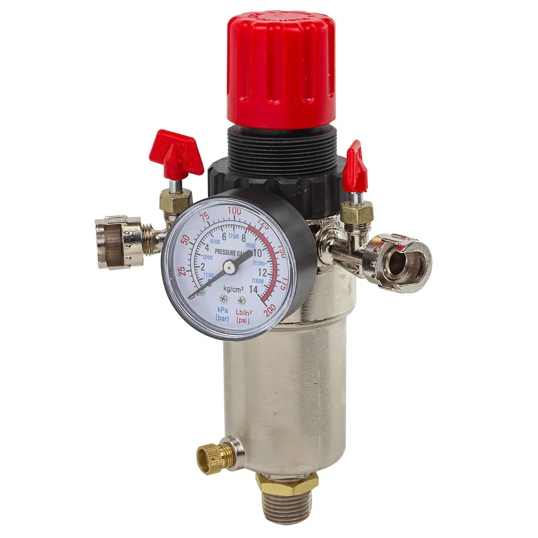 Фильтр-регулятор 1/2" с индикатором давления и регулировочными клапанами ForceKraft FK-SL4000-04B