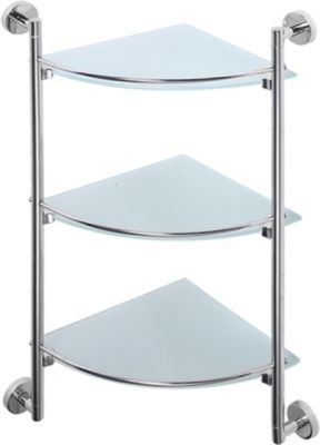 Полка в ванную угловая, сталь + стекло, хром Ledeme L1707-3