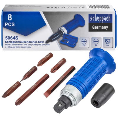 Отвертка ударно-поворотная с набором бит и адаптером 8 пр Scheppach Sch-5064S