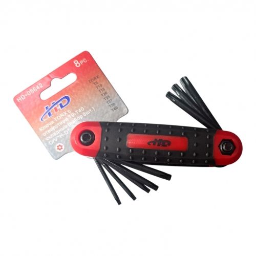 Набор ключей TORX с отверстием T9-T40 складные 8 пр H-D HD-05642