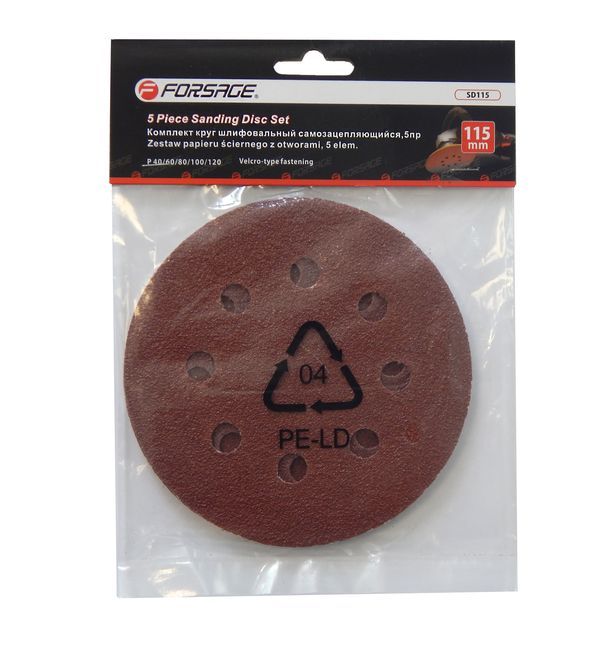 Набор кругов шлифовальных самоцепляющихся 5 пр. 125 мм Forsage F-SD125