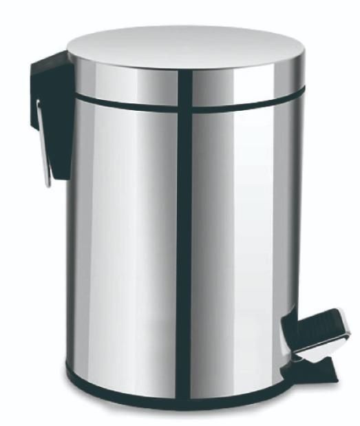Ведро для мусора с педалью на 5 литра, сталь + пластик, хром Ledeme L702