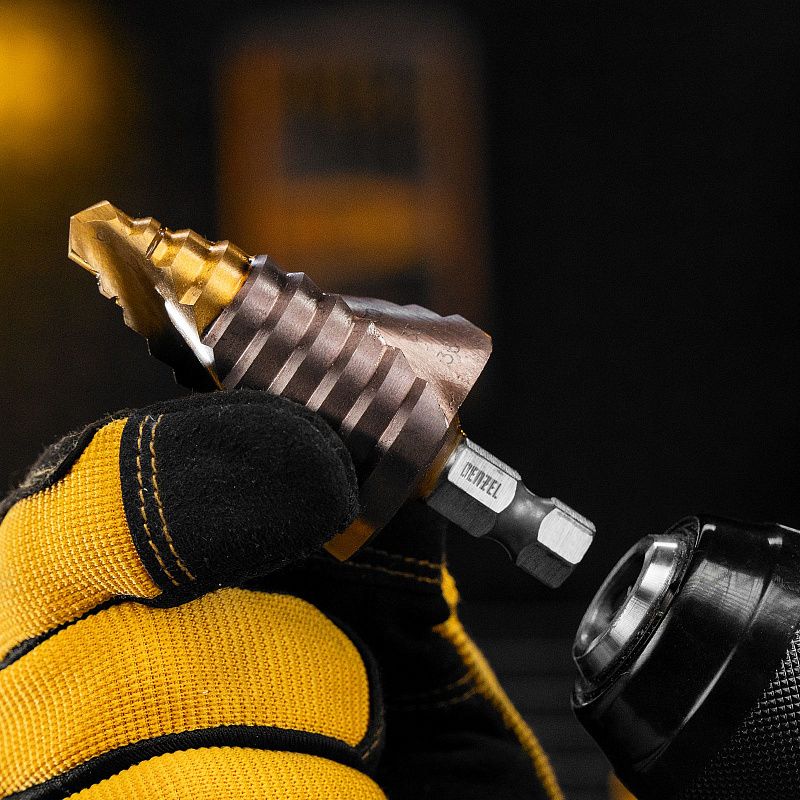 Сверло ступенчатое, 9-12-15-18-21-24-27-30-33-36 мм, Р6М5К5, 6-гр. хвостовик Denzel 723615