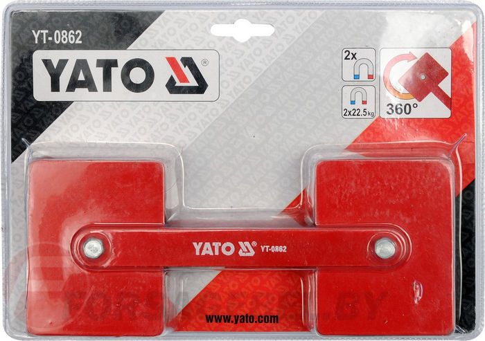 Струбцина магнитная для сварки 85х65х22 мм 2х22,5 кг., 360 гр. Yato YT-0862