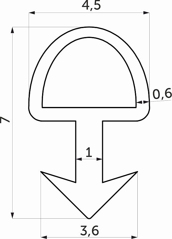 Уплотнитель для ручки-профиль в верхнюю базу, 4 пог. м = 1 упак, AKS 113160