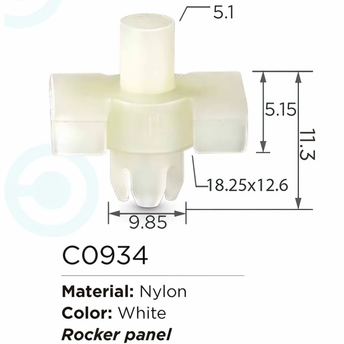 Клипса для крепления внутренней обшивки а/м европейских а/м/ Фиат пластиковая 100 шт/уп Forsage C0934[European car/Fiat]