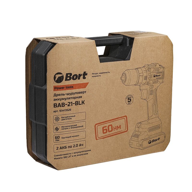 Дрель-шуруповерт аккумуляторная BAB-21-BLK BORT 93413526