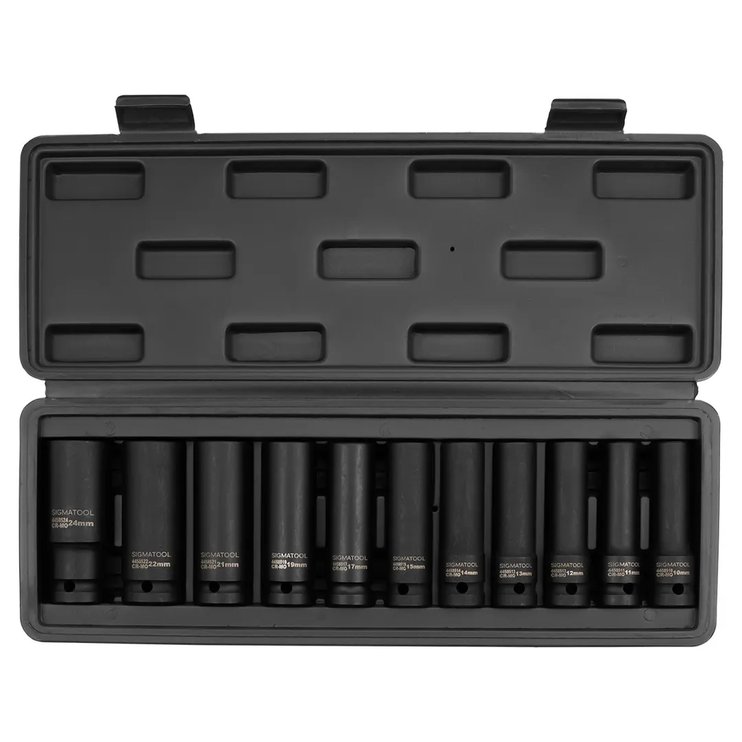 Набор ударных глубоких головок 10-24 мм 1/2'' 6-гр 11 пр SIGMATOOL SIGMATOOL-4117-5MPB