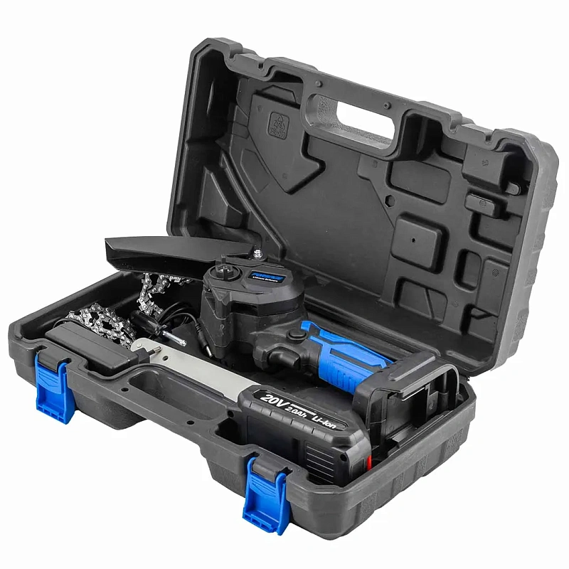 Пила цепная аккумуляторная 2 цепи,1 аккумулятор Li-ion 20V, 2.0Ah Forsage F-WT03156