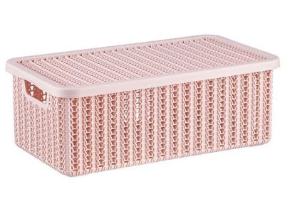 Ящик для хранения с крышкой ВЯЗАНИЕ 125x195x350мм, чайная роза IDEA М2370