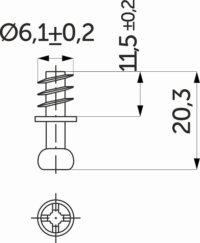 Шток эксцентрика быстрый монтаж 6*11, уп/0,2тыс.шт, AKS 57121