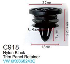 Клипса для крепления внутренней обшивки а/м Фольксваген пластиковая, 100 шт Forsage C0918(VW)