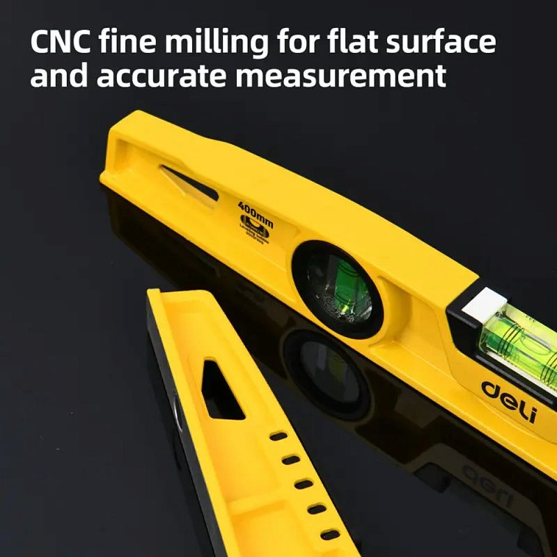 Уровень строительный литой Deli YS EDL290600Q, 600 мм, с двойным обзором