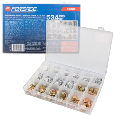 Набор шайб алюминиевых и маслосливные пробки 534 шт Forsage F-06862
