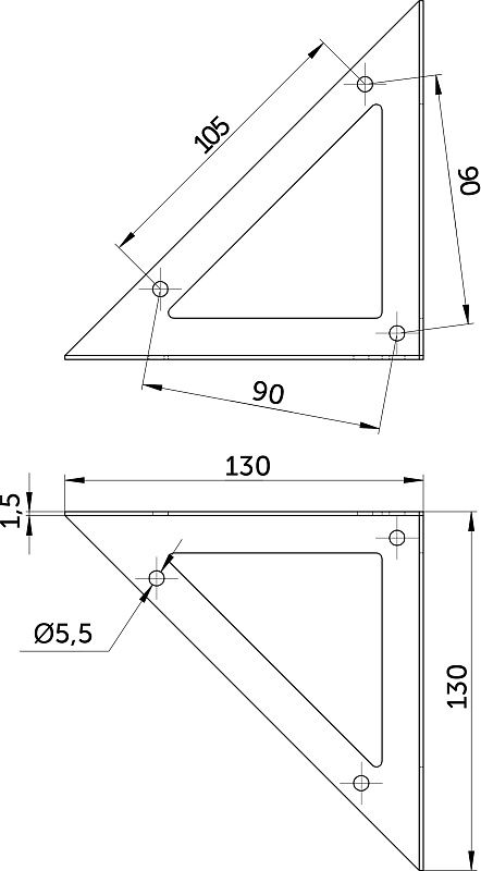 Полкодержатель мет. RISE 130*130*130*1.5 черный AKS 124294