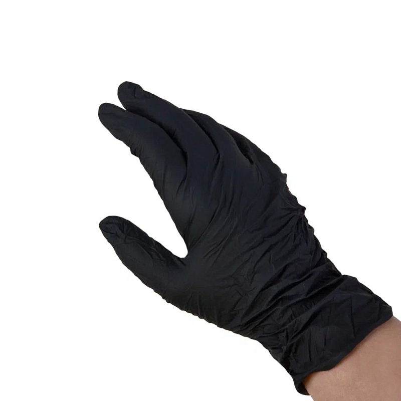 Перчатки нитриловые неопудренные одноразовые BVB, р-р M, 100 шт./уп., черный