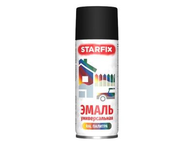 Краска-эмаль аэроз. универсальная черный матовый Starfix 520мл (9011) (Графитовый черный, матовая) SM-103039-1