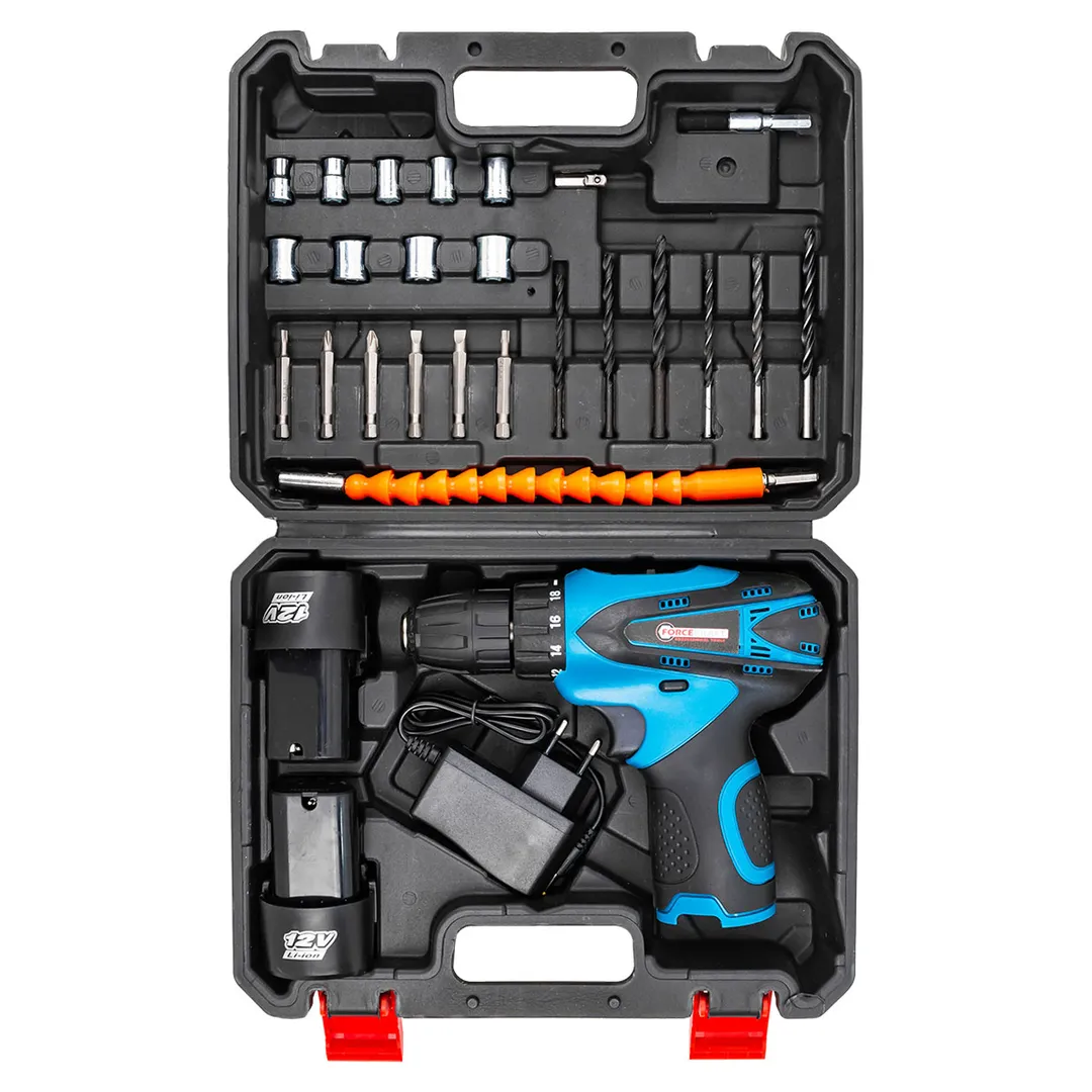 Дрель-шуруповерт аккумуляторная с набором аксессуаров ForceKraft FK-CD6017