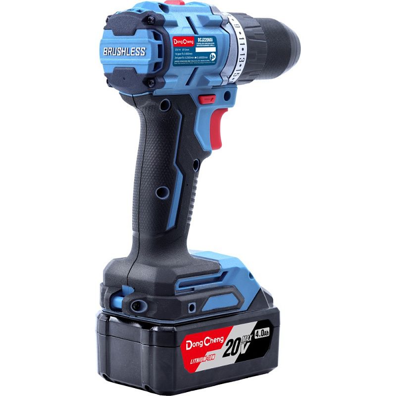 Аккумуляторная дрель-шуруповерт DongCheng DCJZ2060i (TYPE EM), 20 В, 60 Нм, 2 АКБ, 4 Ач, З/У 2 А