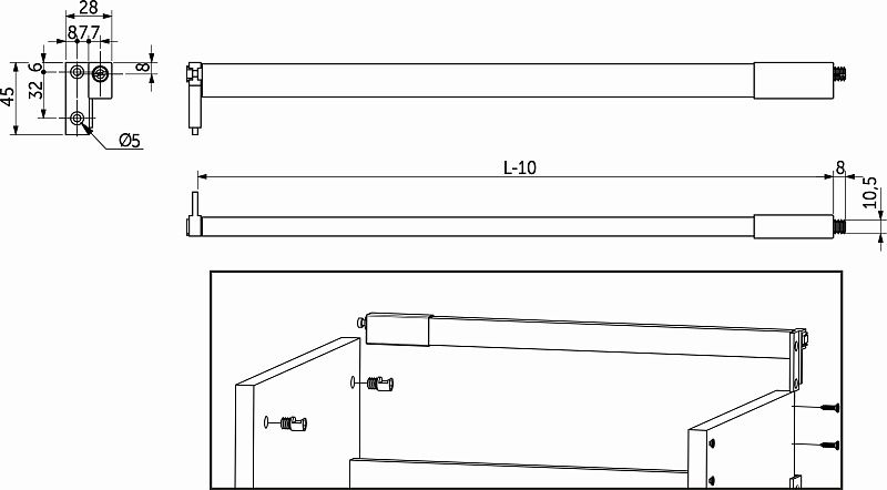 Релинг AKS L-400 графит SLIMBOX 53187