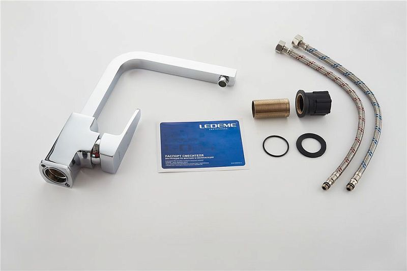 Смеситель для кухни, латунь, хром Ledeme L4030-2