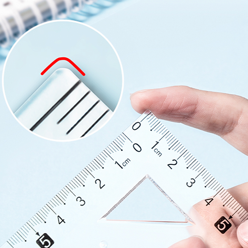 Набор чертежный "Deli VC23": линейка 15 см, треугольник 45 и 60 гр, транспортир 180 гр, прозрачный