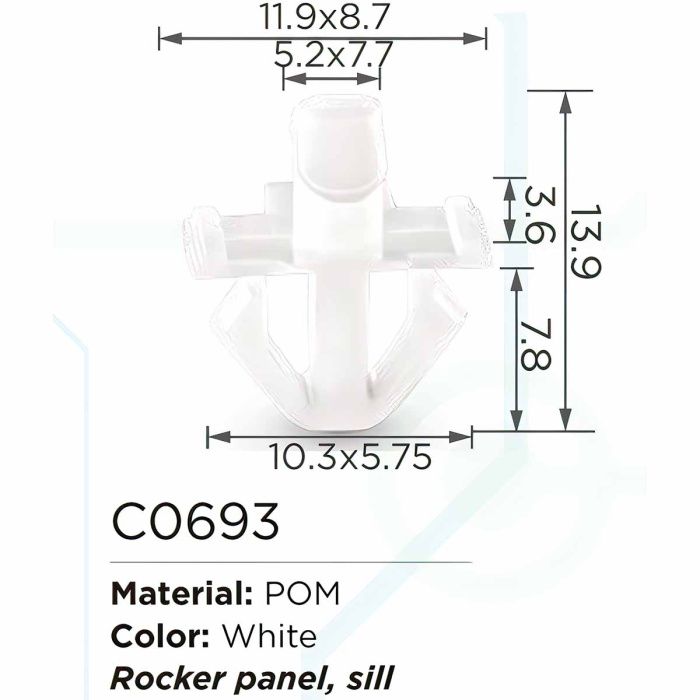 Клипса для крепления внутренней обшивки а/м GM пластиковая, 100 шт Forsage C0693(GM)
