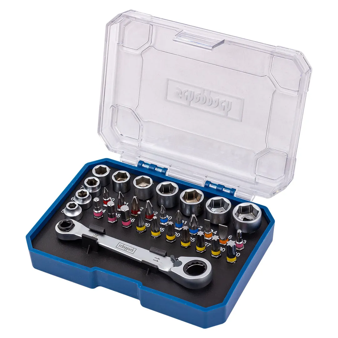 Набор торцевых головок 5-14 мм, бит с ключом-трещоткой 1/4'' 31 пр Scheppach Sch-2311-5