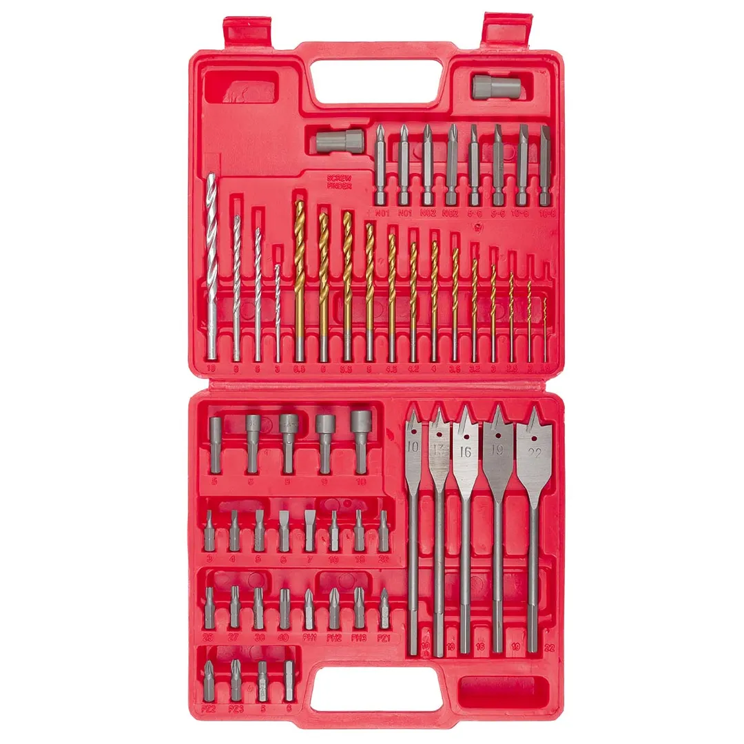 Набор бит и сверл по металлу, дереву, камню 57 пр ForceKraft FK-924U57