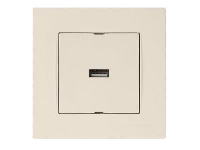 Розетка 1-ая USB (скрытая, горизонт.) кремовая, RITA, (USB-зарядка, 5V-2.1A) Mutlusan 22204480102