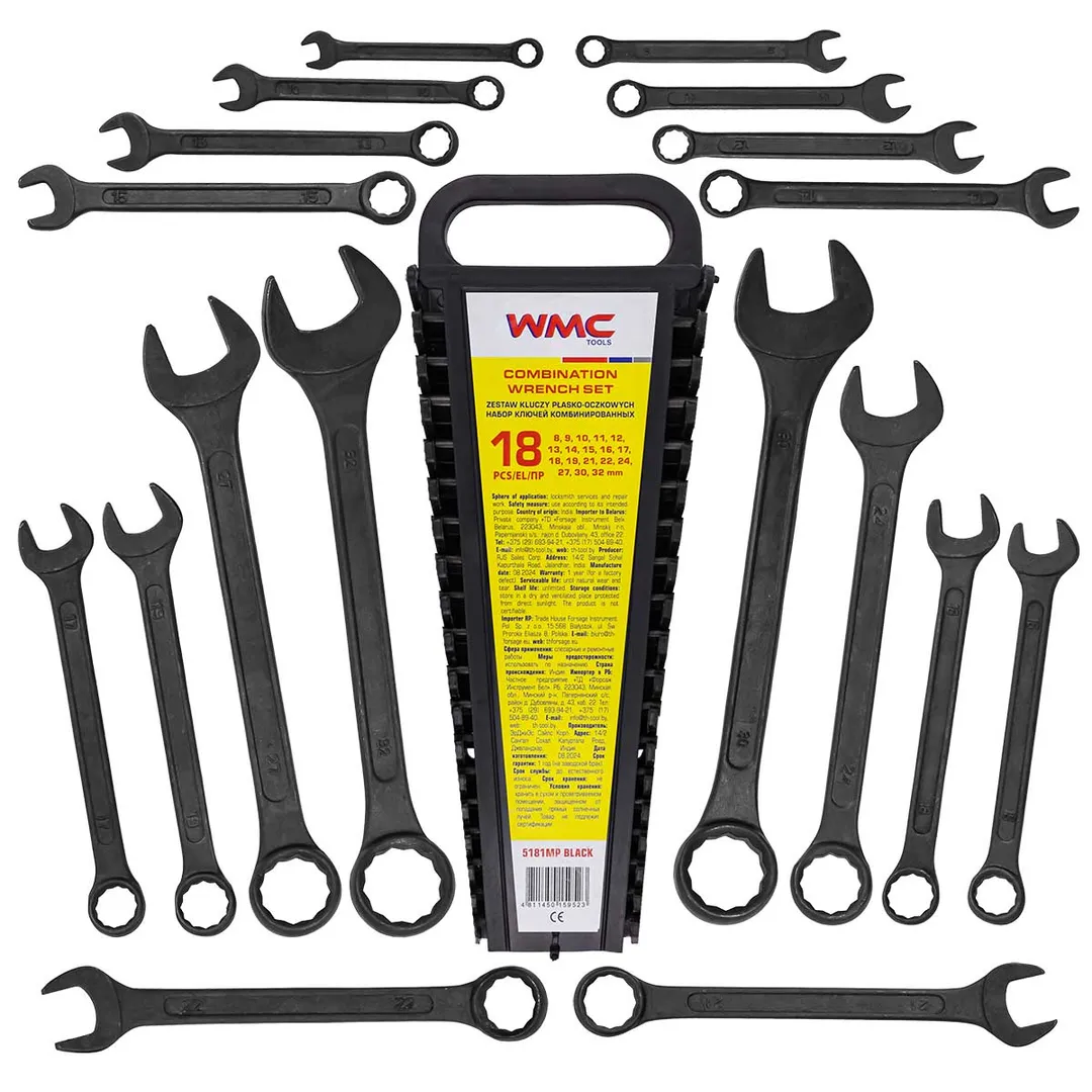 Набор ключей комбинированных 8-32 мм 18 пр WMC TOOLS WMC-5181MP Black