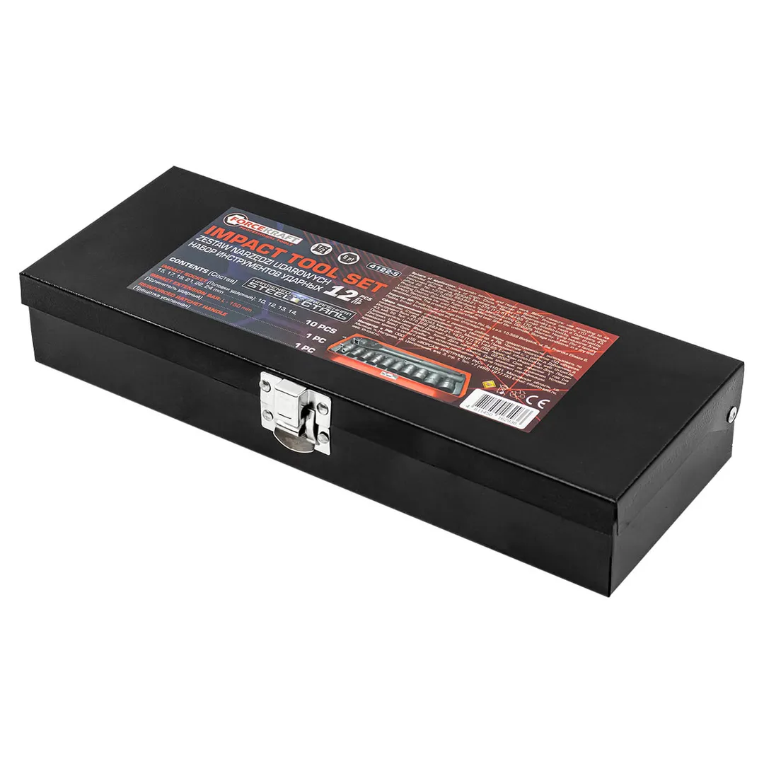 Набор ударных головок 10-24 мм с трещоткой и удлинителем 1/2'' 6-гр 12 пр ForceKraft FK-4122-5