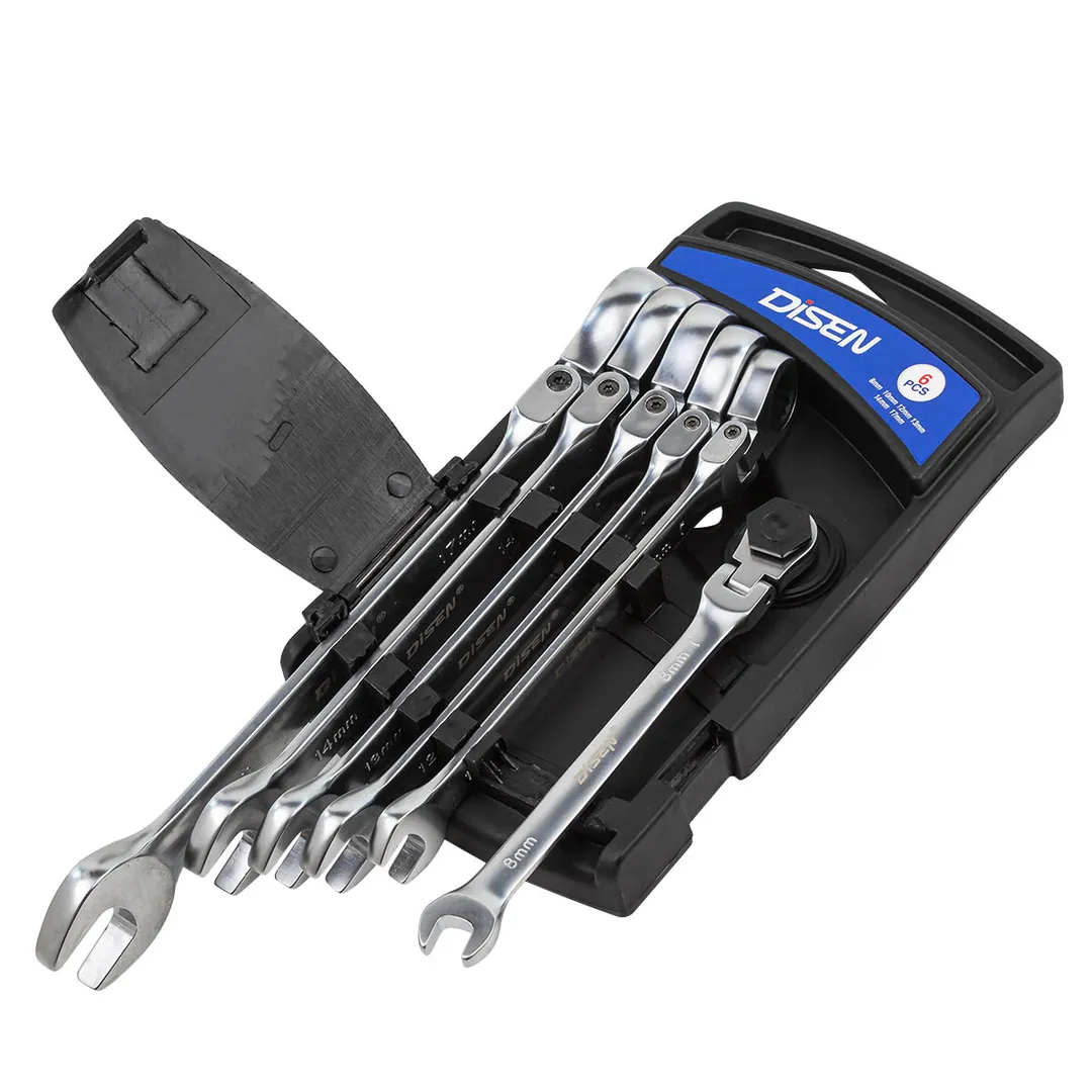 Набор ключей трещоточных с шарниром 8-17 мм, 6 пр. DISEN DSH1504F