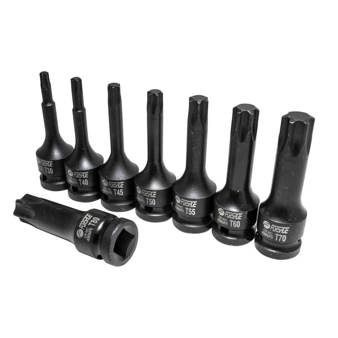 Набор головок-бит TORX ударных T30-Т80 1/2'' 8 пр Forsage F-4088MPB
