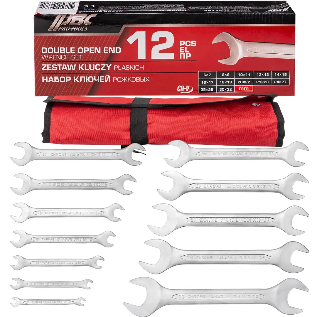Набор рожковых ключей 6х7-30х32 мм 12 пр JBC JBC-5122P