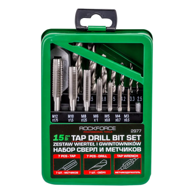 Набор сверл и метчиков 15 пр RockForce RF-2977