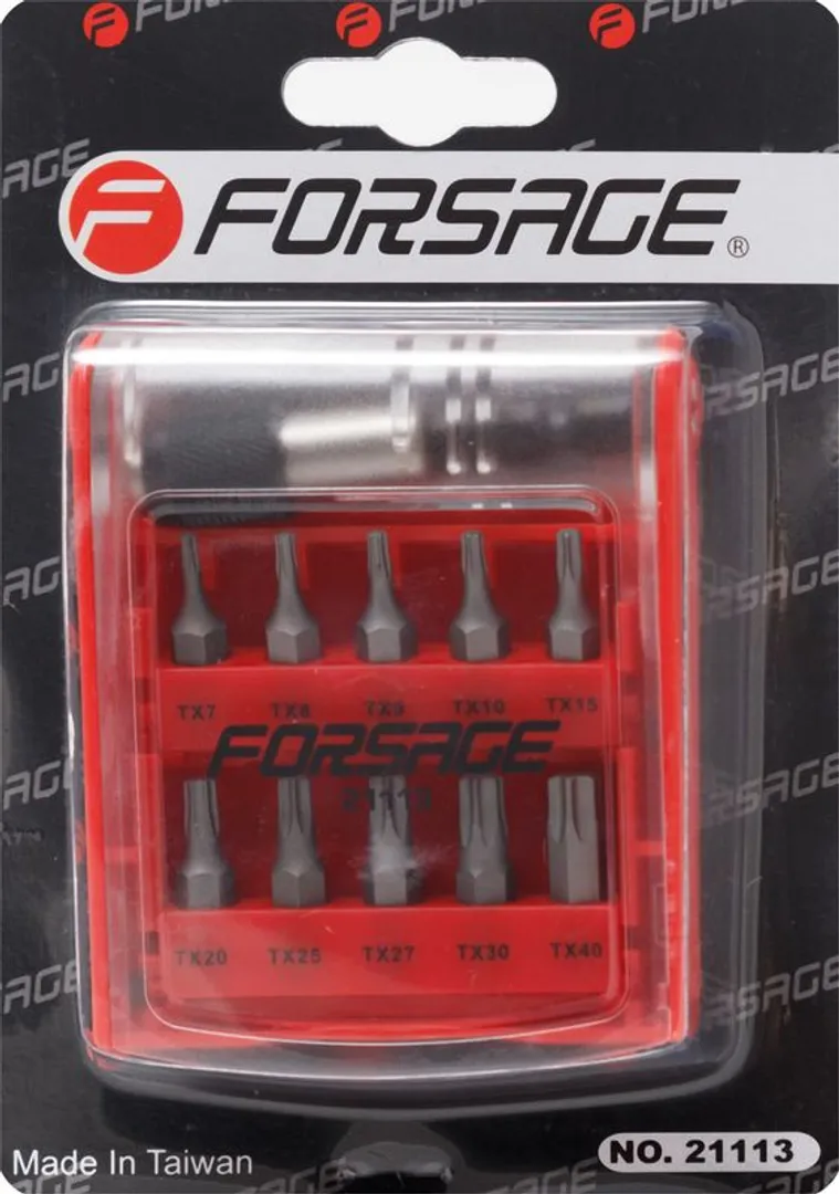 Набор бит Torx 1/4'' с битодержателем 11 пр. Forsage F-21113