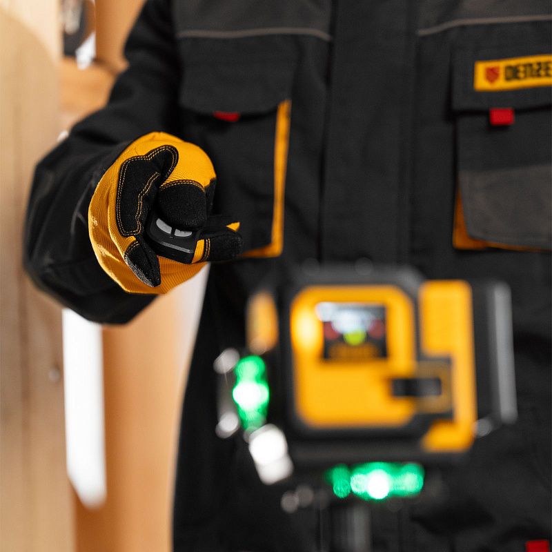 Лазерный уровень мультипризменный DLV-360-3T, 30 м, зеленый луч, Li-Ion 2,4 Aч, штатив Denzel 350805