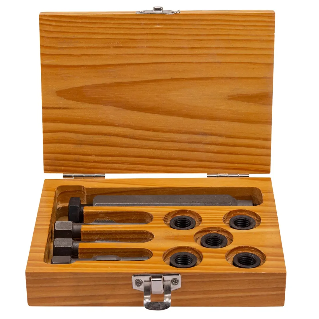 Набор метчиков и футорок для восстановления резьбы свечей накаливания 9 пр. Partner PA-1010-125