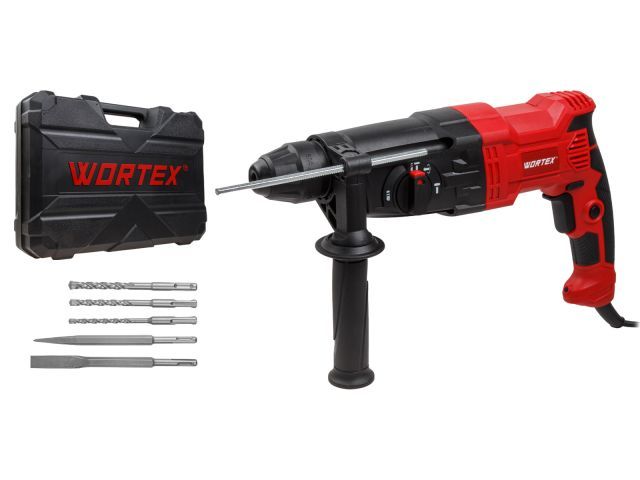 Перфоратор RH 2621 в чем. +, 2 зубила, 3 сверла, 800 Вт, 2.6 Дж, 3 реж., патрон SDS-plus, вес 2.9 кг WORTEX 1333519