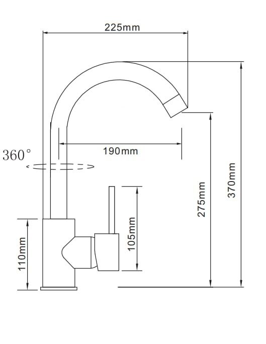 Смеситель для кухни, латунь, SG-014, асфальт, Sim Gran 118172