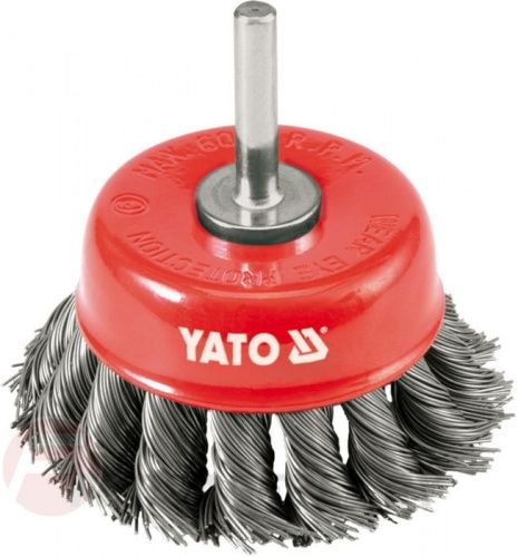Щётка-крацовка чашечная крученная 75 мм со стержнем Yato YT-4752