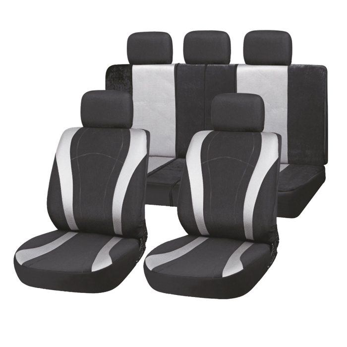 Чехлы сиденья Forsage полиэстер/сетка 9 предм. черно/серый SKYWAY S01301130